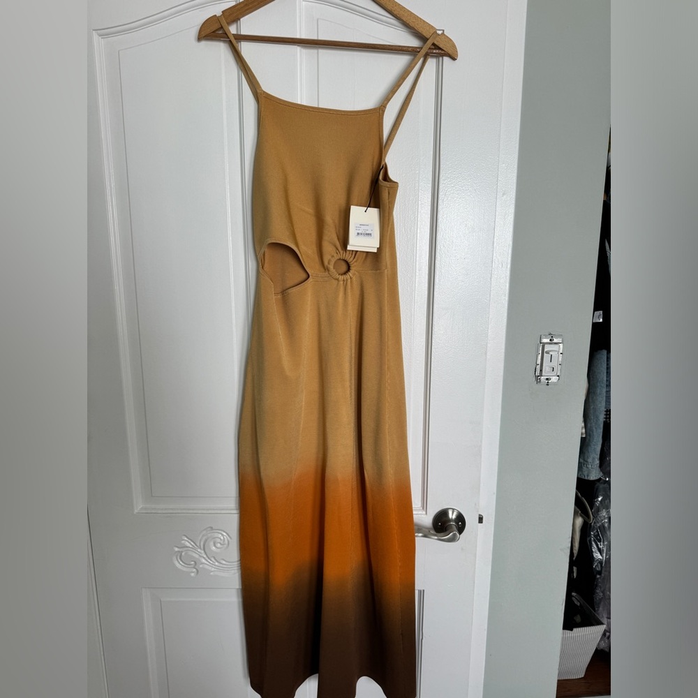 Sandro Tan and Orange Gradient Maxi Dress